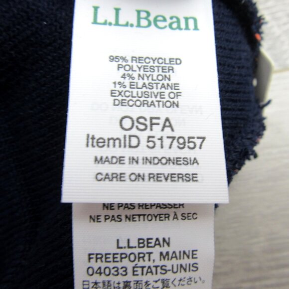 L.L. Bean Pom Beanie Cap Unisex One Size Fit Navy Multi NEW - Picture 8 of 9
